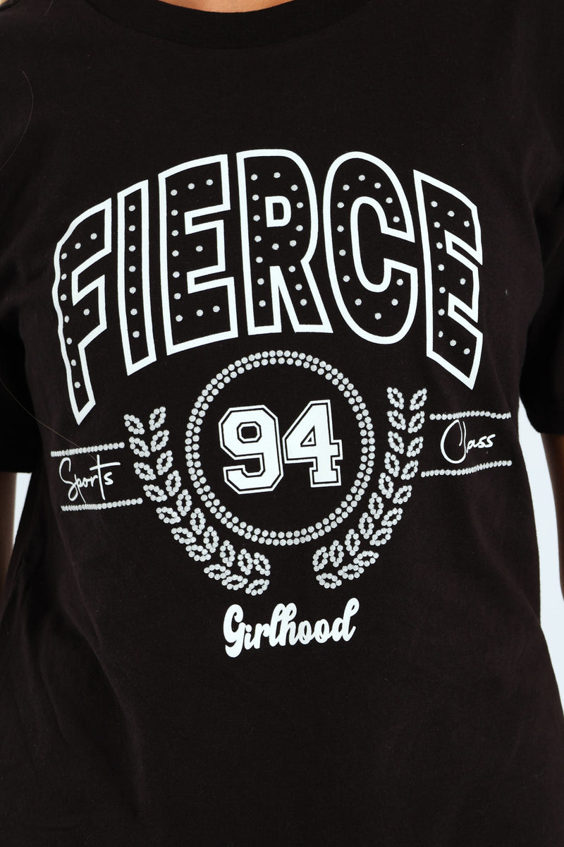 Girls Fierce Oversized Tee - Black