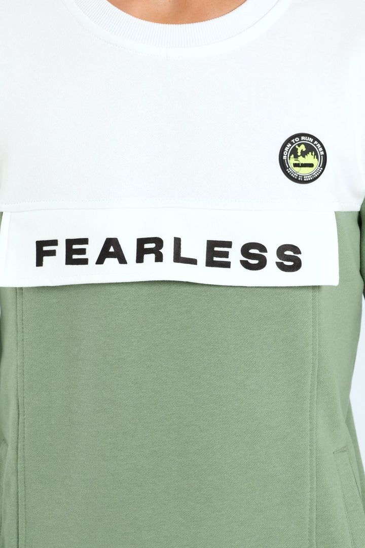 Boys Badge Crew Neck Top - Sage