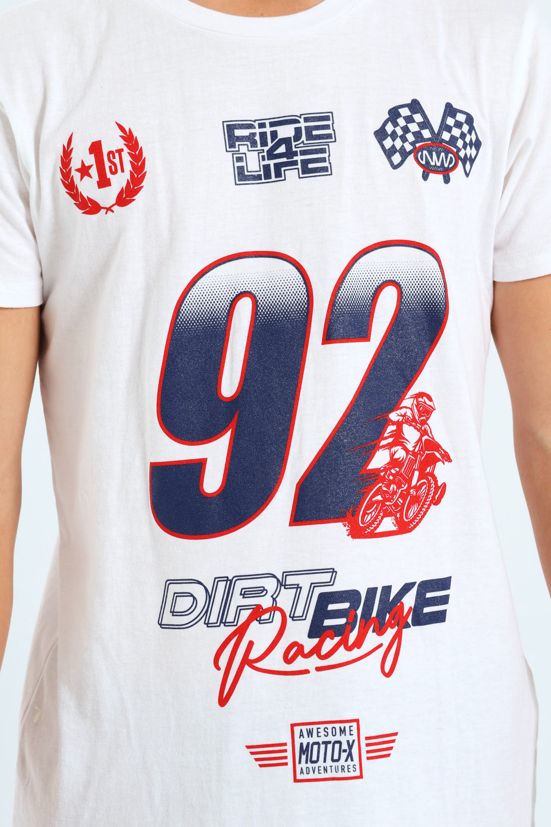 Boys Motocross Print Tee - White