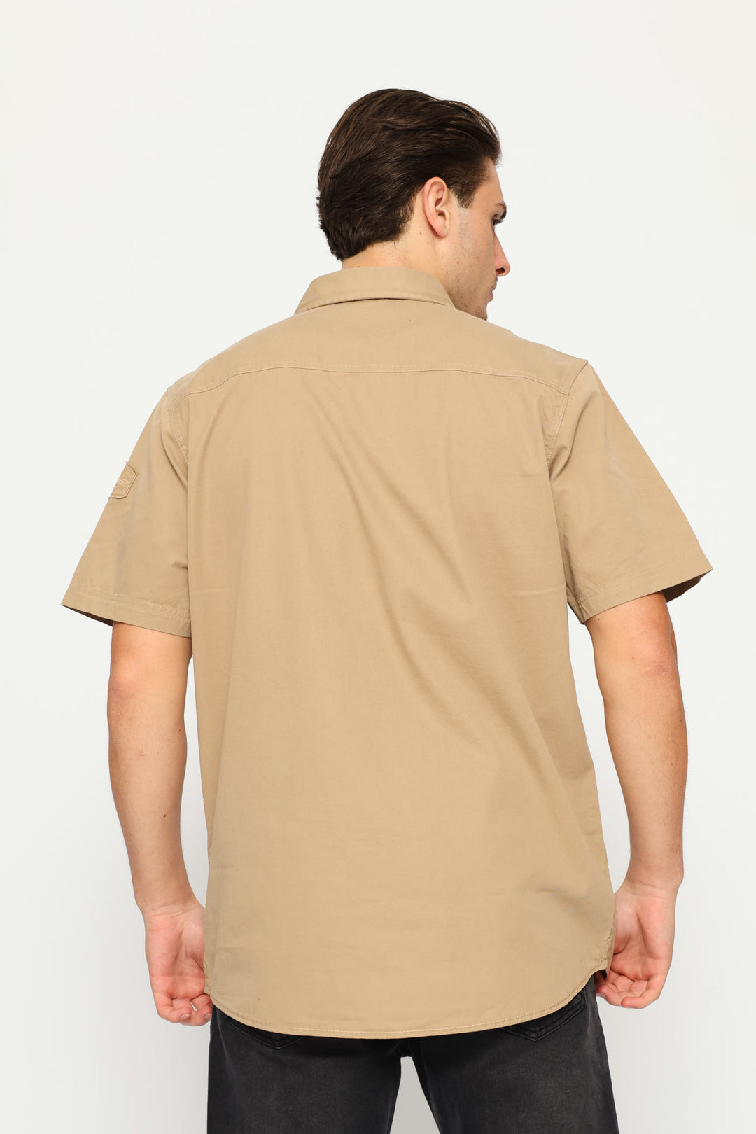 Short Sleeve Flap Pocket Badge Shirt - Taupe