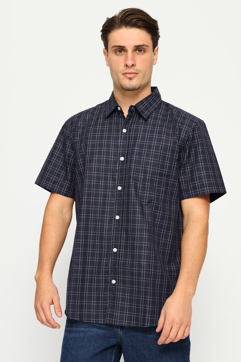 Regular Check Shirt - Navy