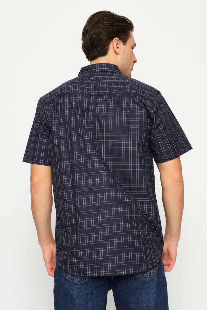 Regular Check Shirt - Navy