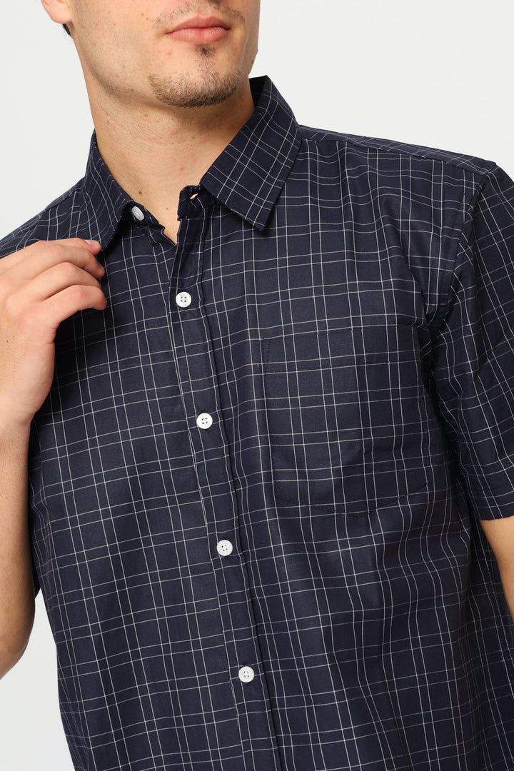 Regular Check Shirt - Navy