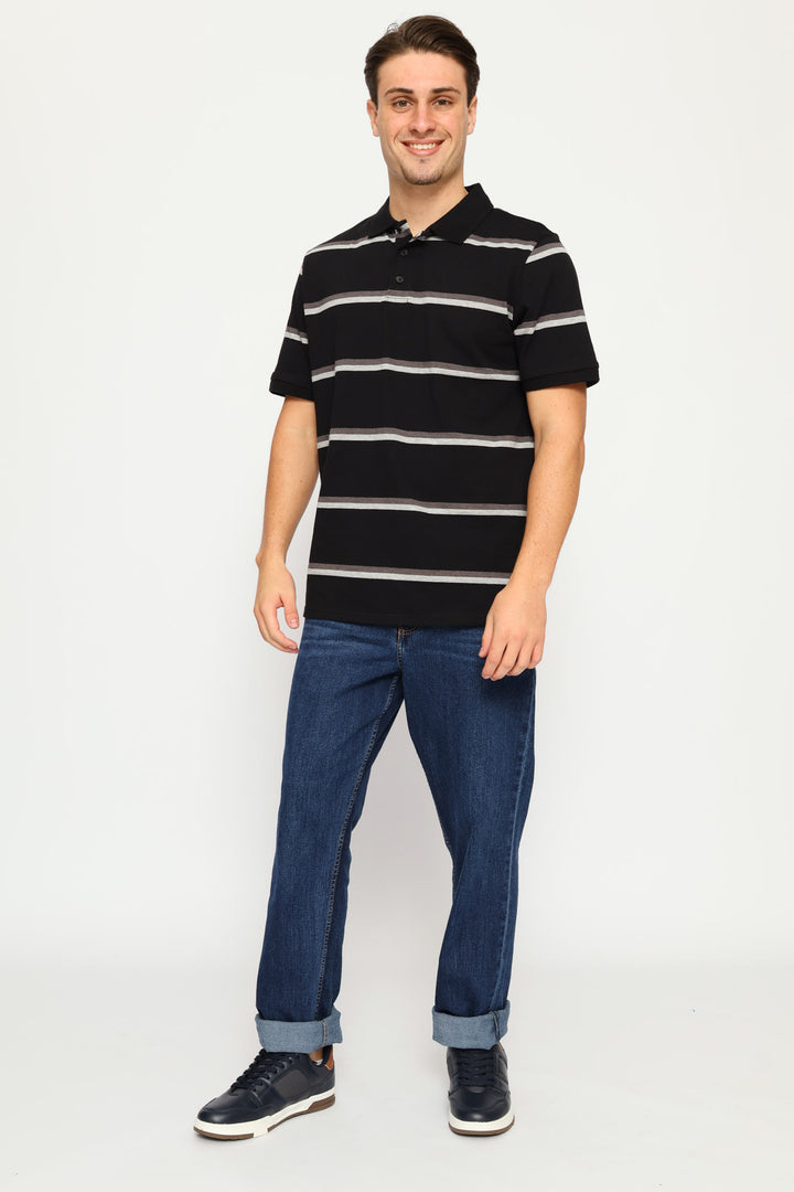 Duo Stripe Golfer - Black/Charcoal