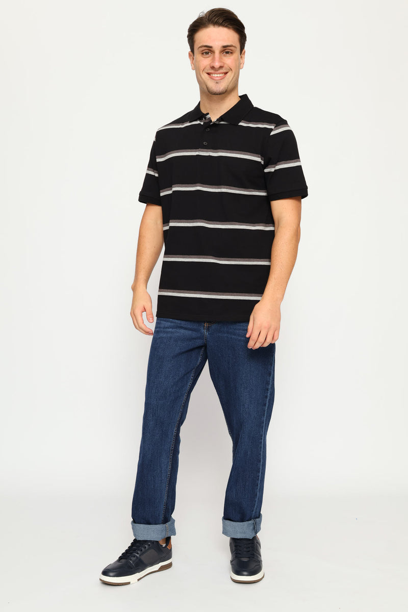 Duo Stripe Golfer - Black/Charcoal