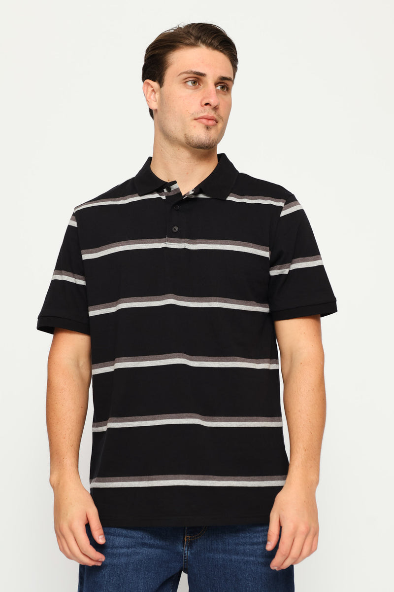 Duo Stripe Golfer - Black/Charcoal