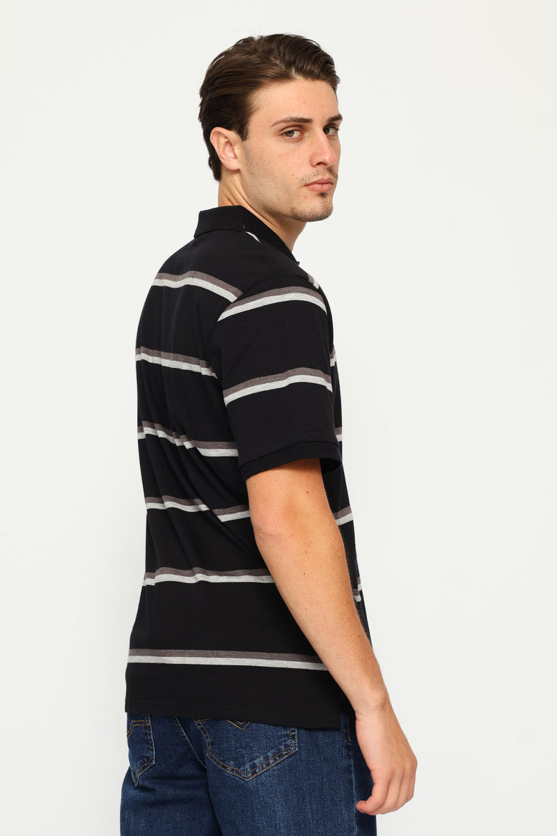 Duo Stripe Golfer - Black/Charcoal