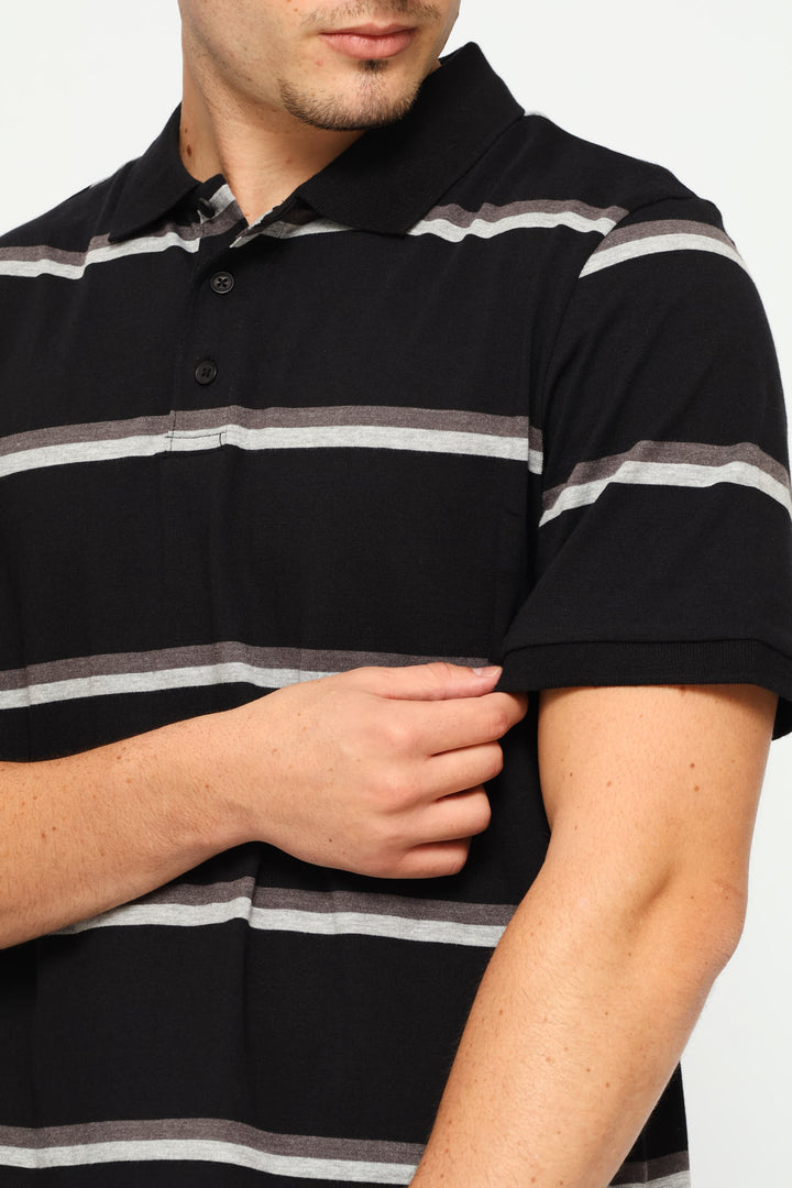 Duo Stripe Golfer - Black/Charcoal