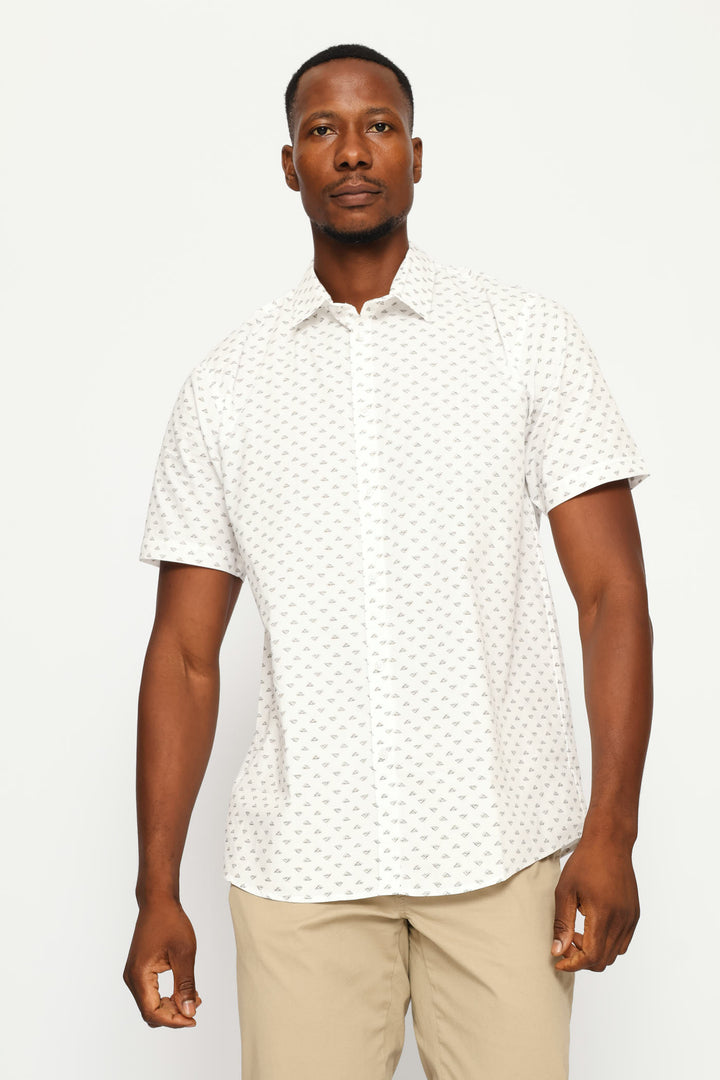 Triangle Print Regular Shirt - White
