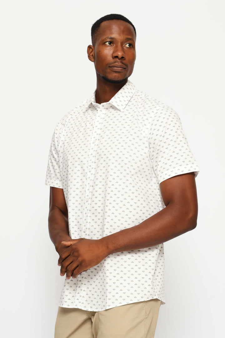 Triangle Print Regular Shirt - White