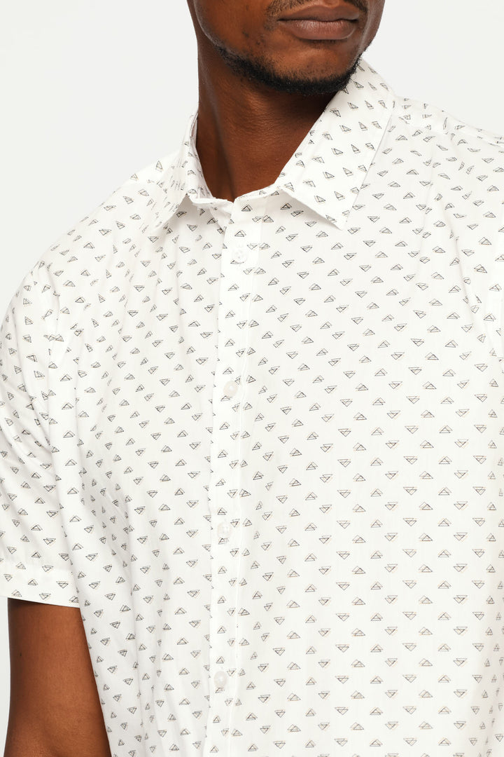 Triangle Print Regular Shirt - White