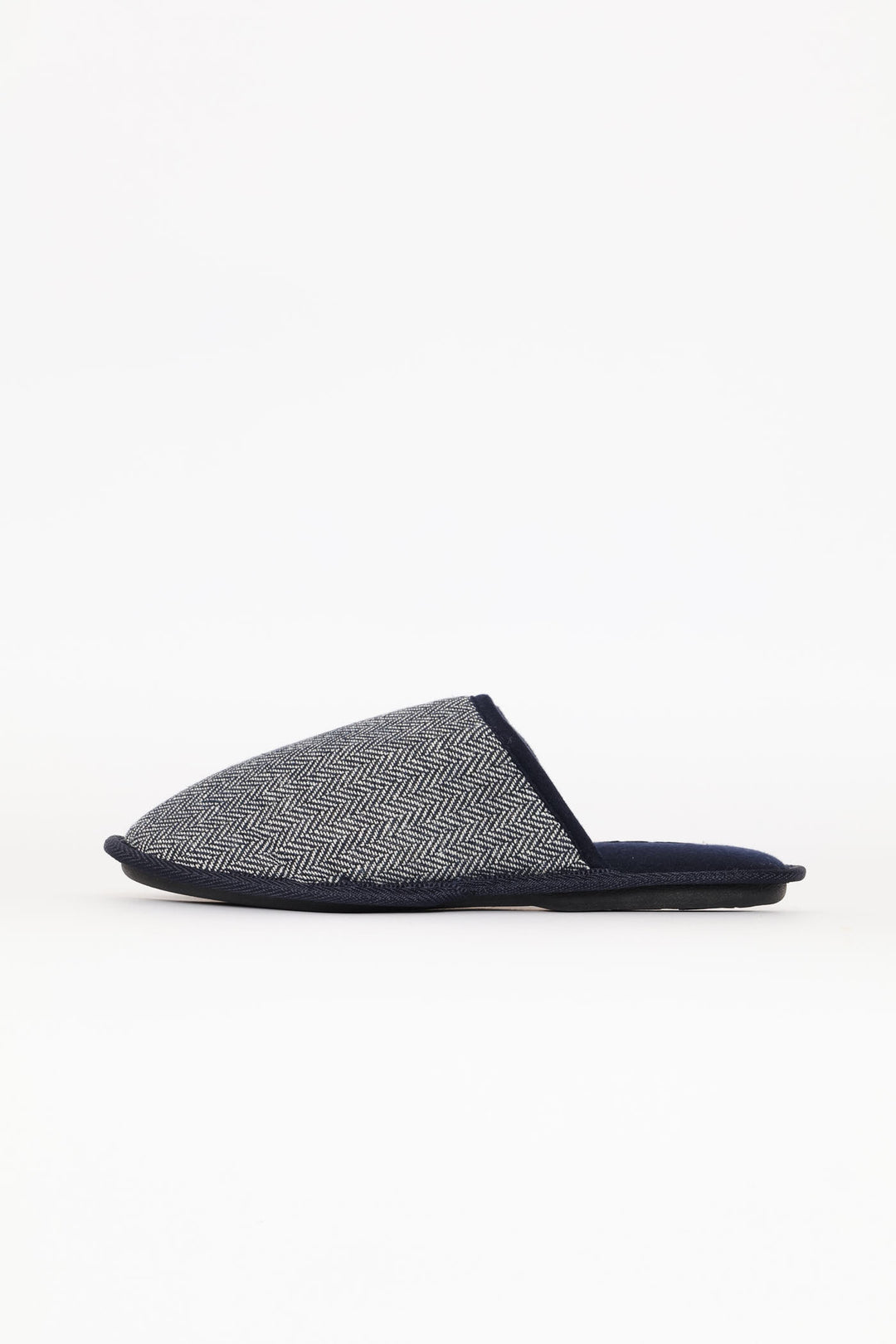 Open Back Herringbone Pattern Upper Slipper - Navy