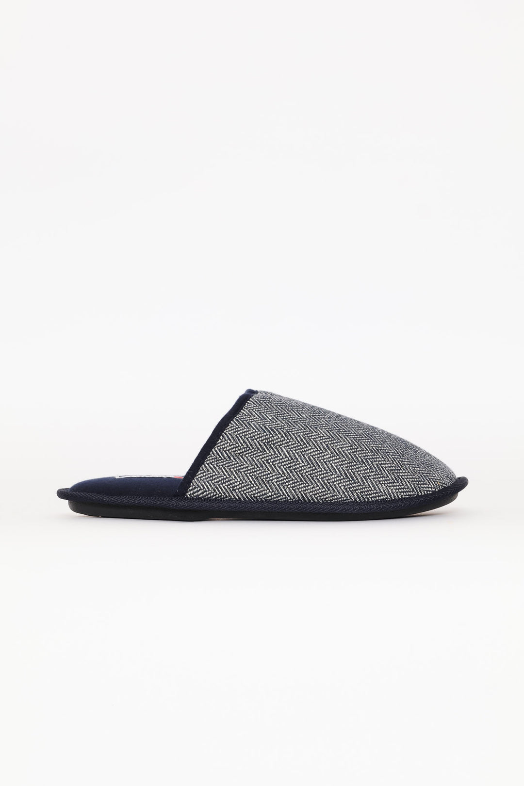Open Back Herringbone Pattern Upper Slipper - Navy