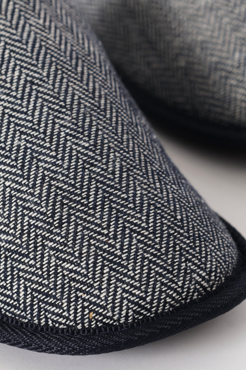 Open Back Herringbone Pattern Upper Slipper - Navy