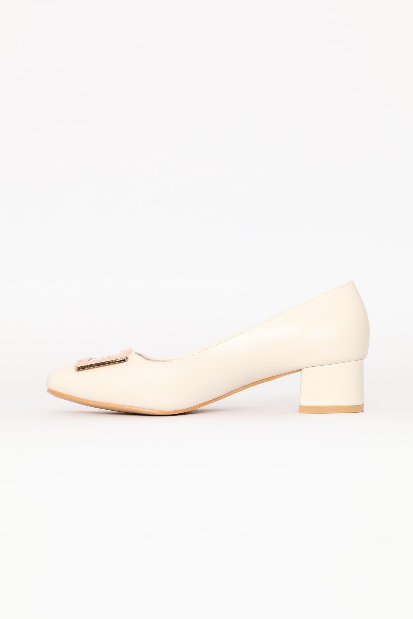 Ladies Square Toe Block Court Heel - Off White – Edgars
