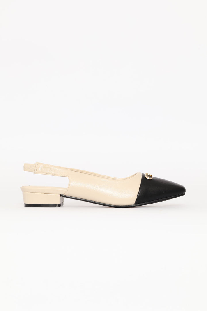 Toe Cap Slingback Sandal - Off White