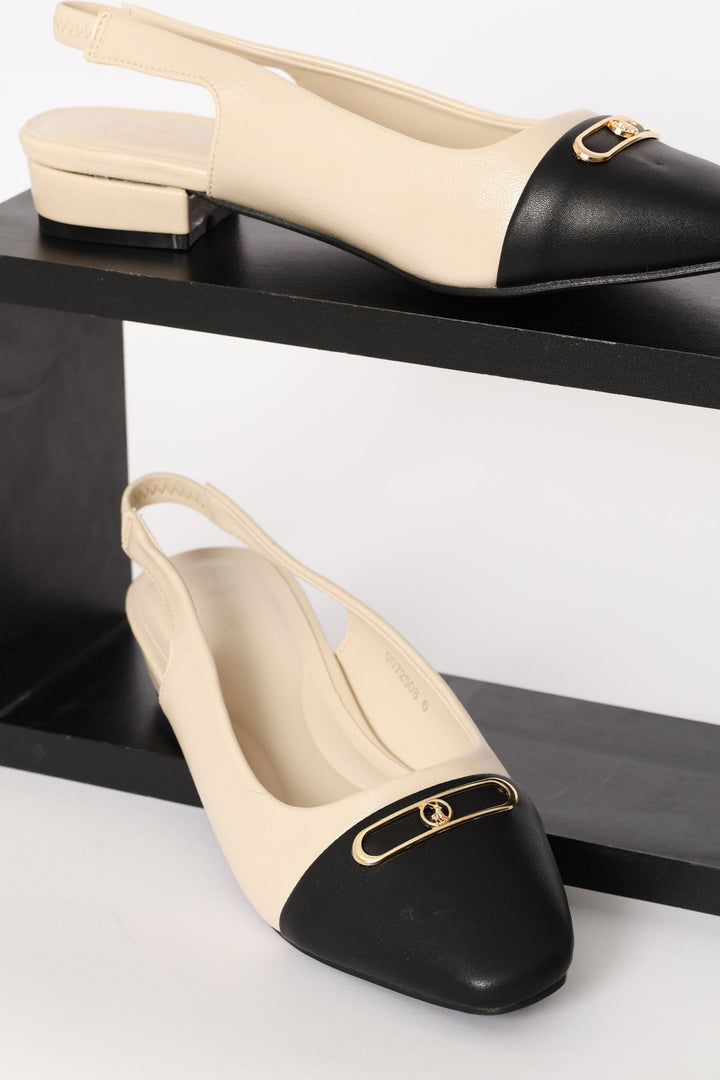 Toe Cap Slingback Sandal - Off White