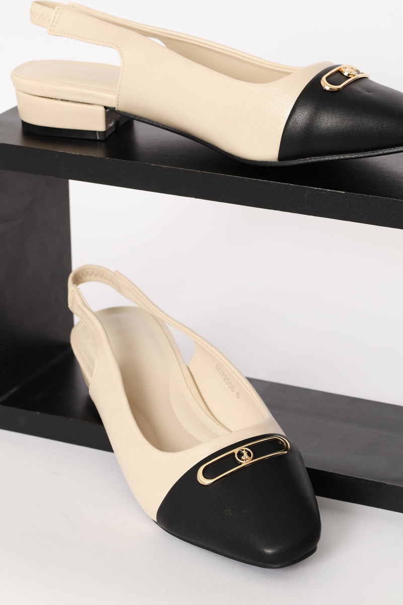 Toe Cap Slingback Sandal - Off White