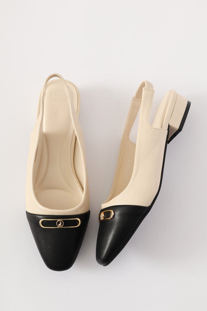 Toe Cap Slingback Sandal - Off White