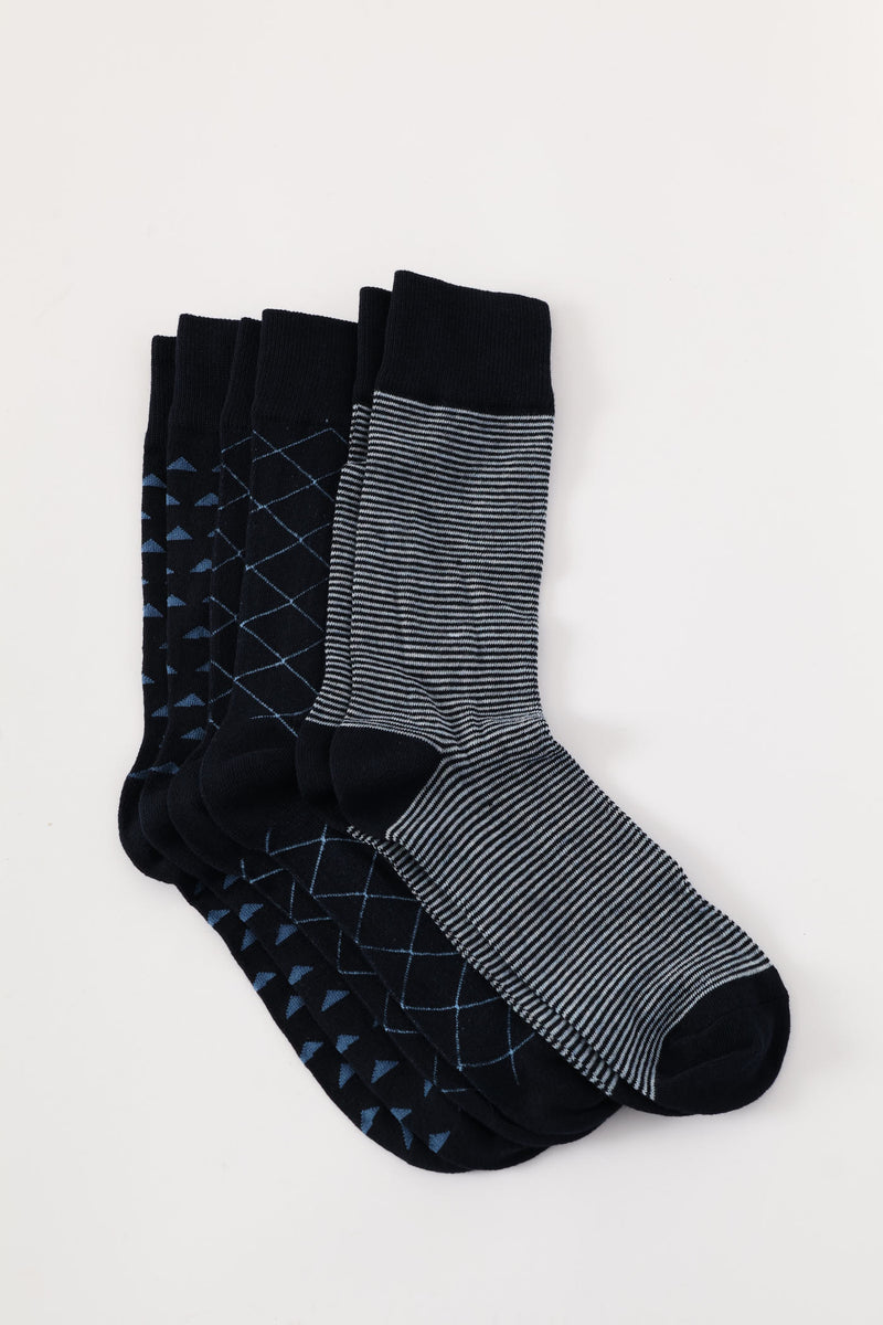 3 Pack Fashion Anklet Socks - Blue