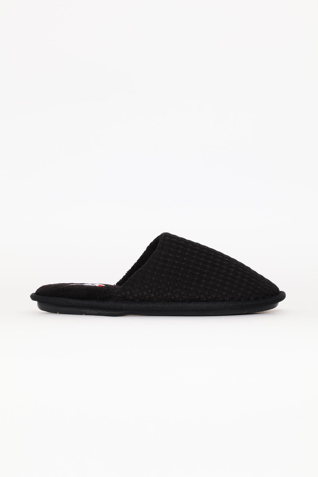 Soft Waffle Knit Upper Slipper - Black