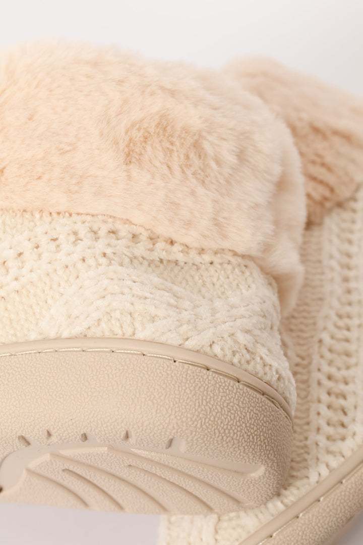 Slipper Bootie With Full Faux Fur Topline - Natural