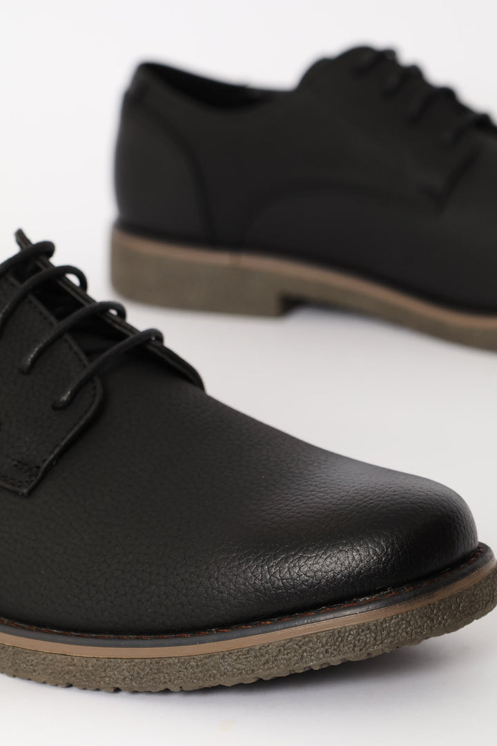 Bronx Lace Up Smart Casual Derby Shoe - Black