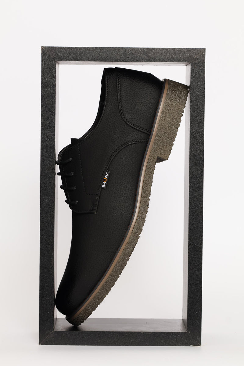 Bronx Lace Up Smart Casual Derby Shoe - Black