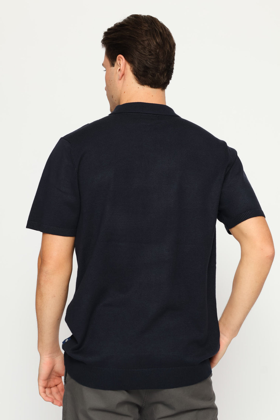 Stripe Fine Gauge Golfer - Navy/White