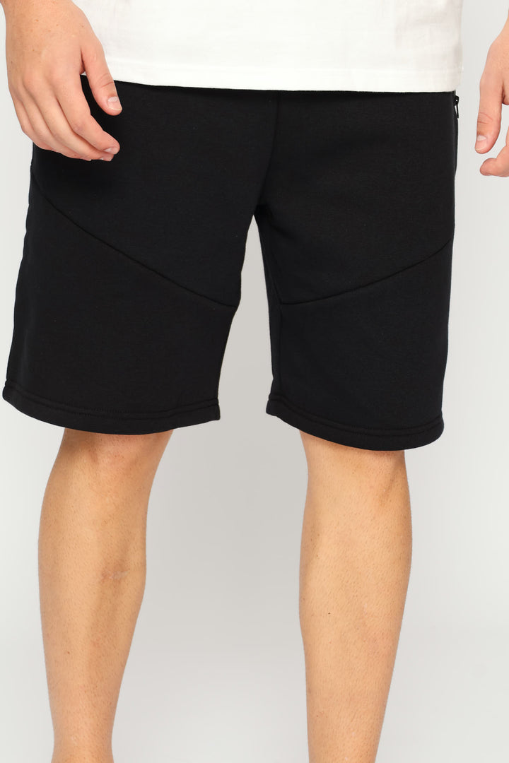 Zip Pocket Fleece Short - Black