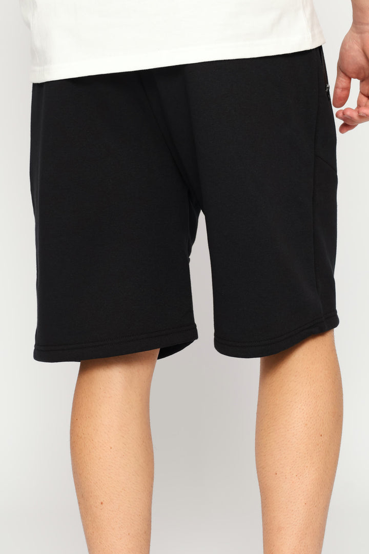 Zip Pocket Fleece Short - Black