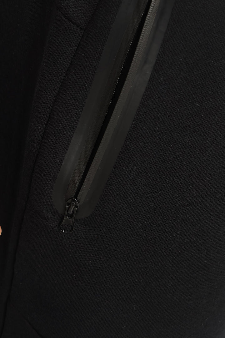 Zip Pocket Fleece Short - Black