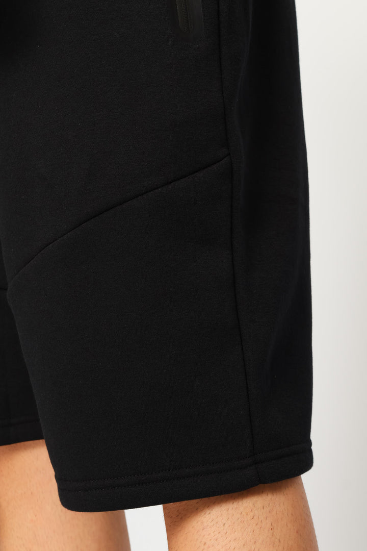 Zip Pocket Fleece Short - Black