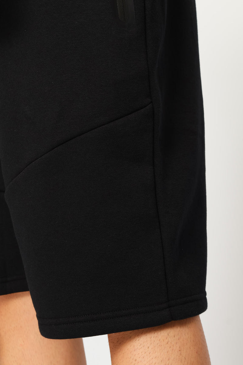 Zip Pocket Fleece Short - Black