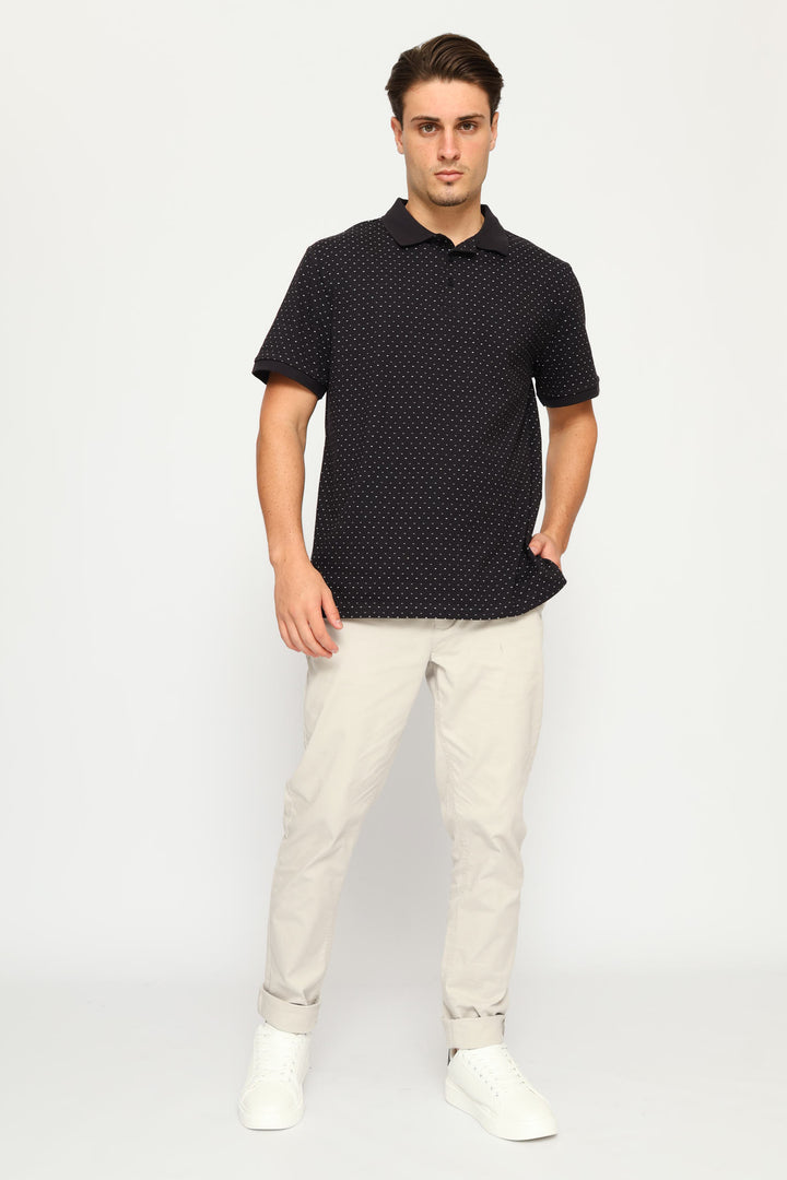 Dot Dash Print Golfer - Navy