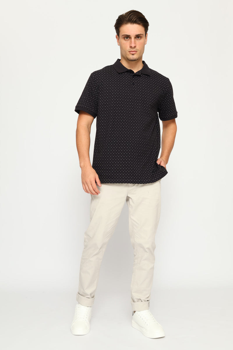Dot Dash Print Golfer - Navy