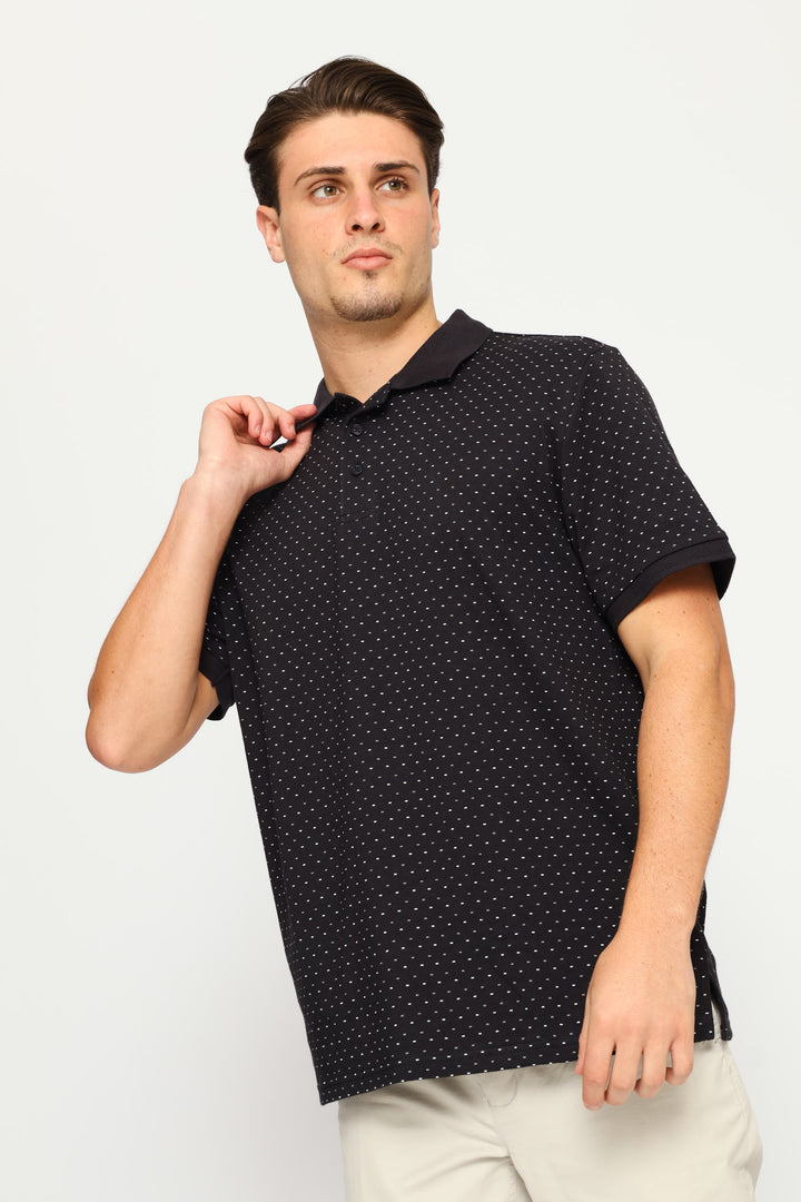 Dot Dash Print Golfer - Navy
