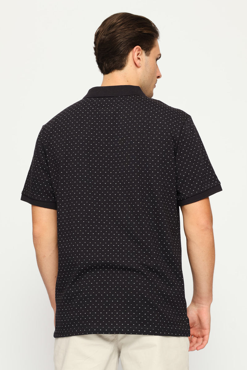 Dot Dash Print Golfer - Navy
