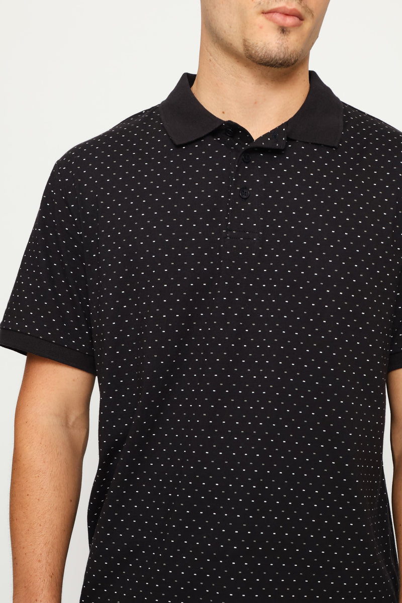 Dot Dash Print Golfer - Navy