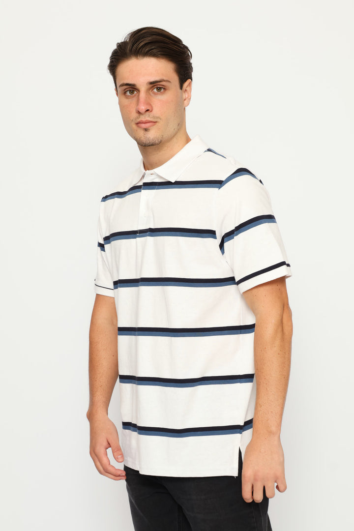 Duo Stripe Golfer - White/Navy