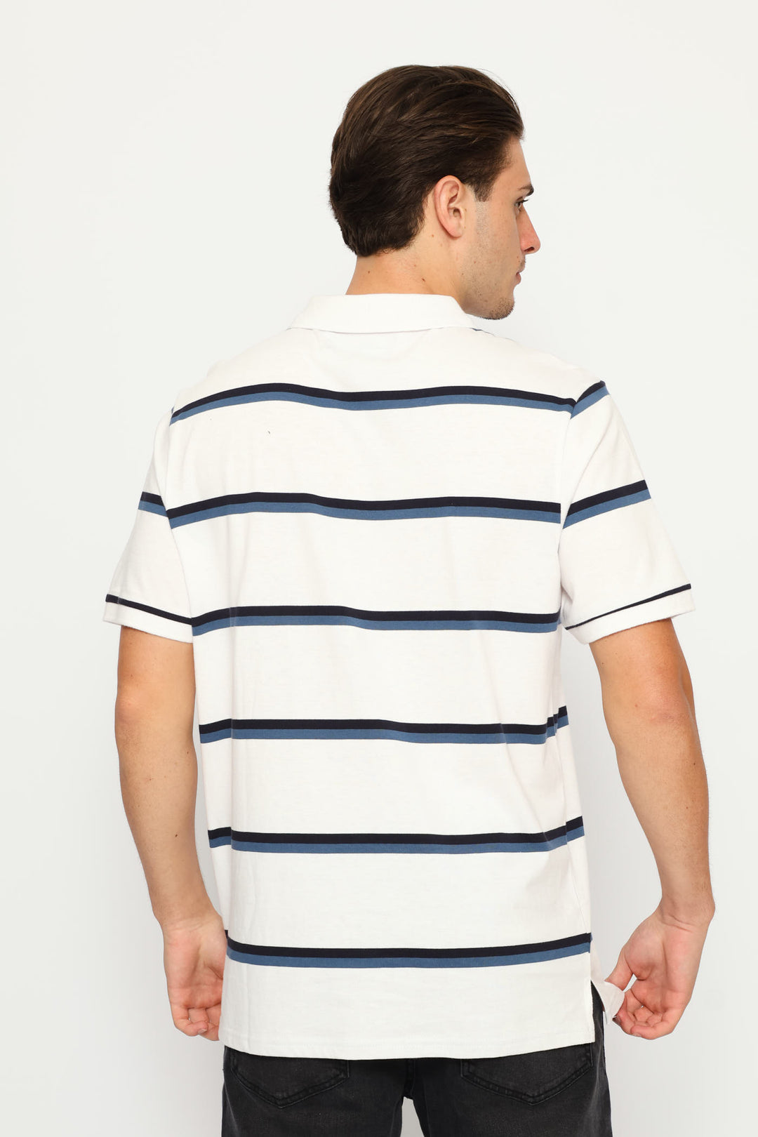 Duo Stripe Golfer - White/Navy