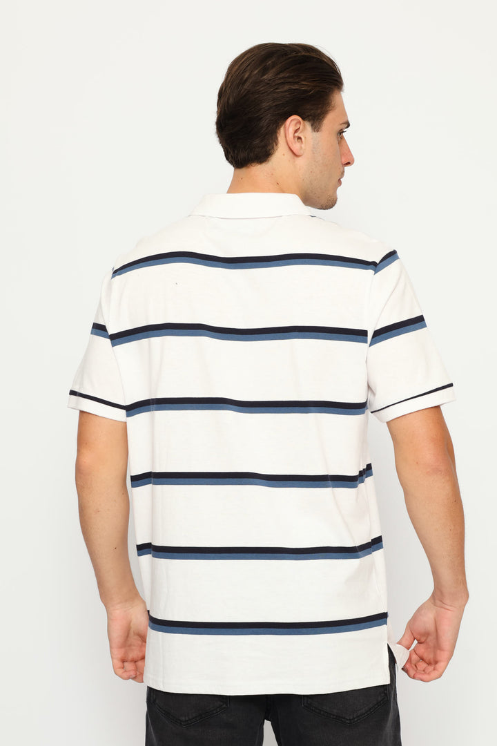 Duo Stripe Golfer - White/Navy