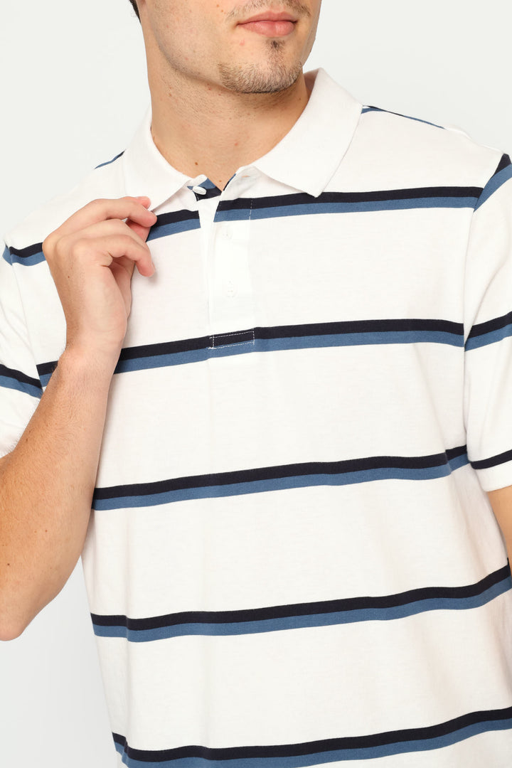 Duo Stripe Golfer - White/Navy