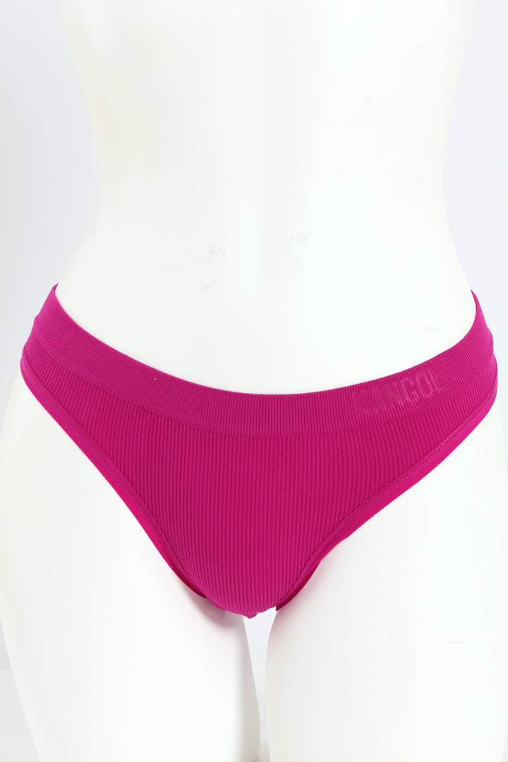 3 Pack Seamless Thong Panties - Blue/Raspberry/Black