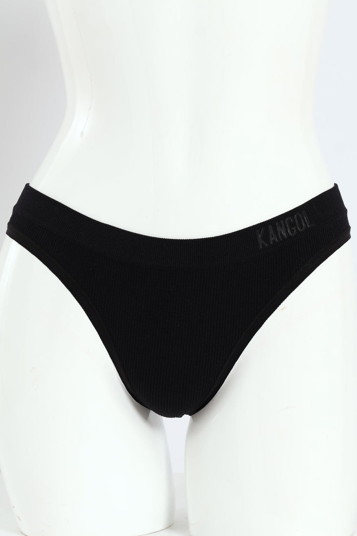 3 Pack Seamless Thong Panties - Blue/Raspberry/Black