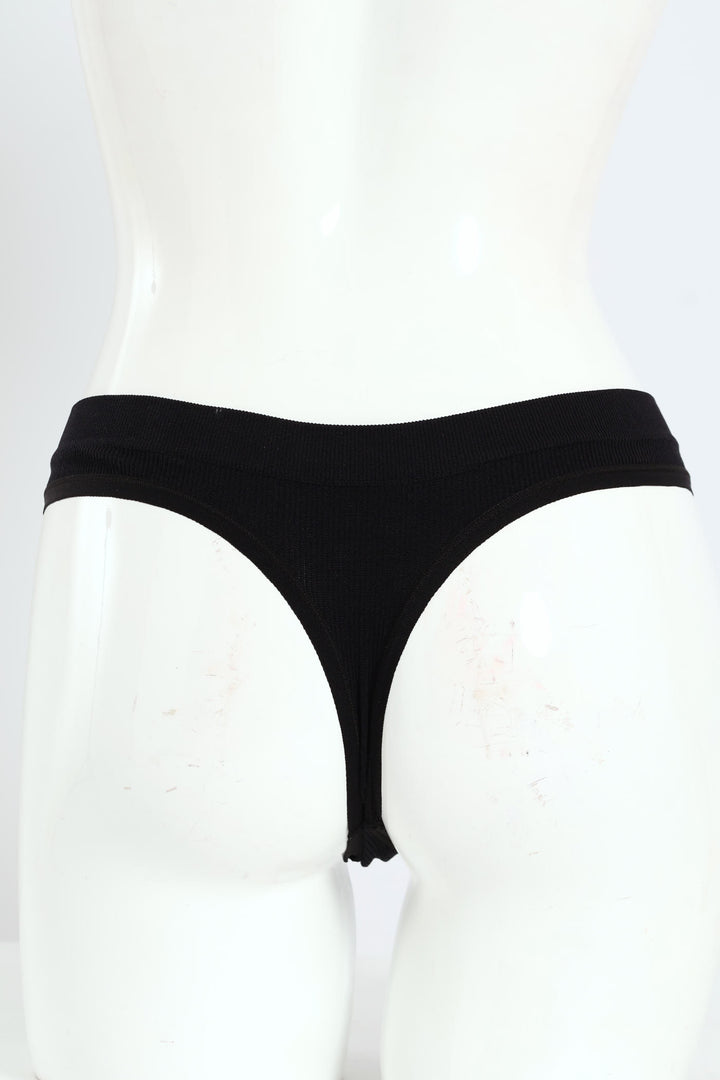 3 Pack Seamless Thong Panties - Blue/Raspberry/Black