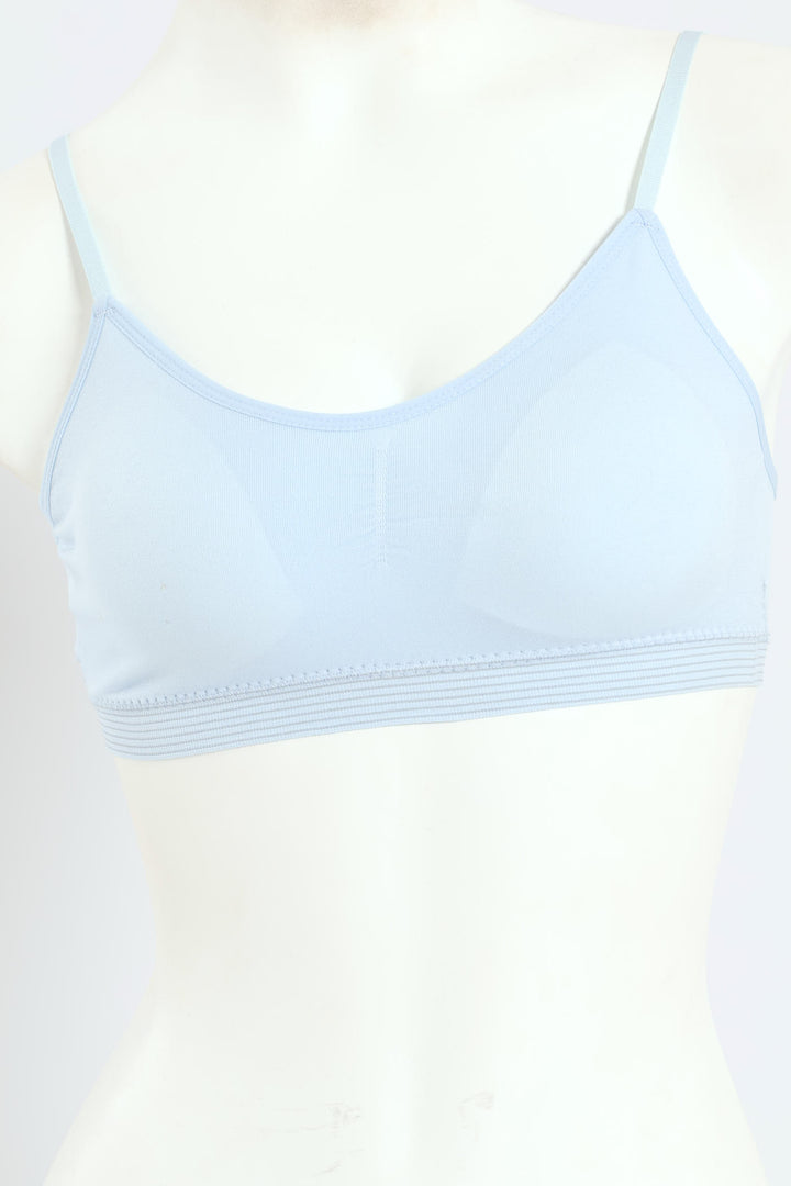 Girls 2 Pack Seamless Padded Bra - Blue