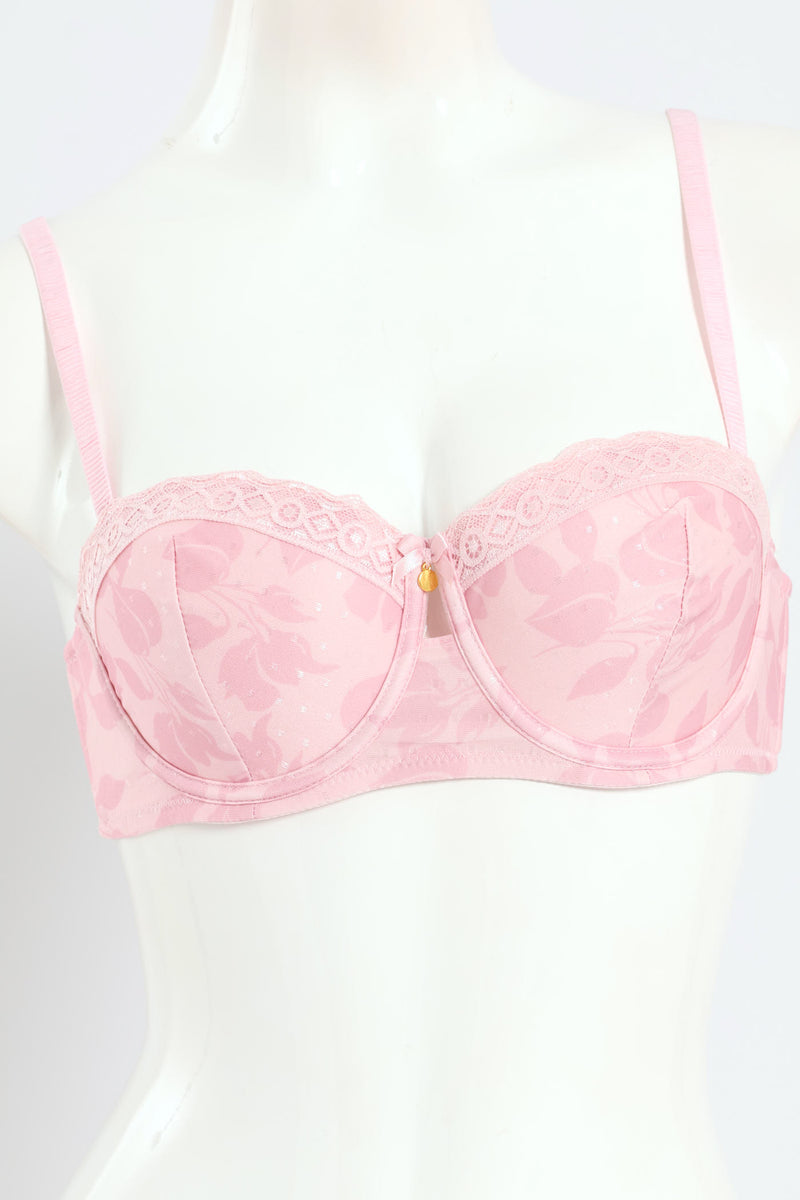 Printed Microfiber & Lace Balconette Bra - Shrinking Violet - Pink