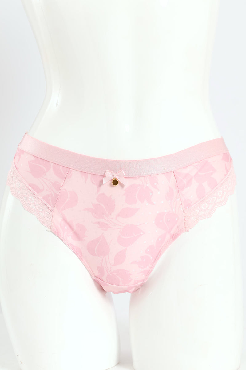 Printed Microfiber & Lace Brazilian Panty - Shrinking Violet - Pink