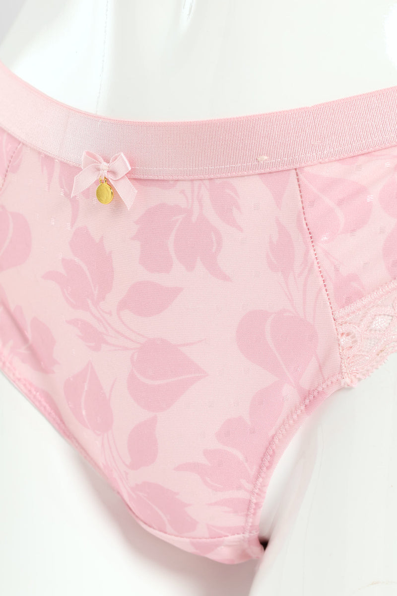 Printed Microfiber & Lace Brazilian Panty - Shrinking Violet - Pink